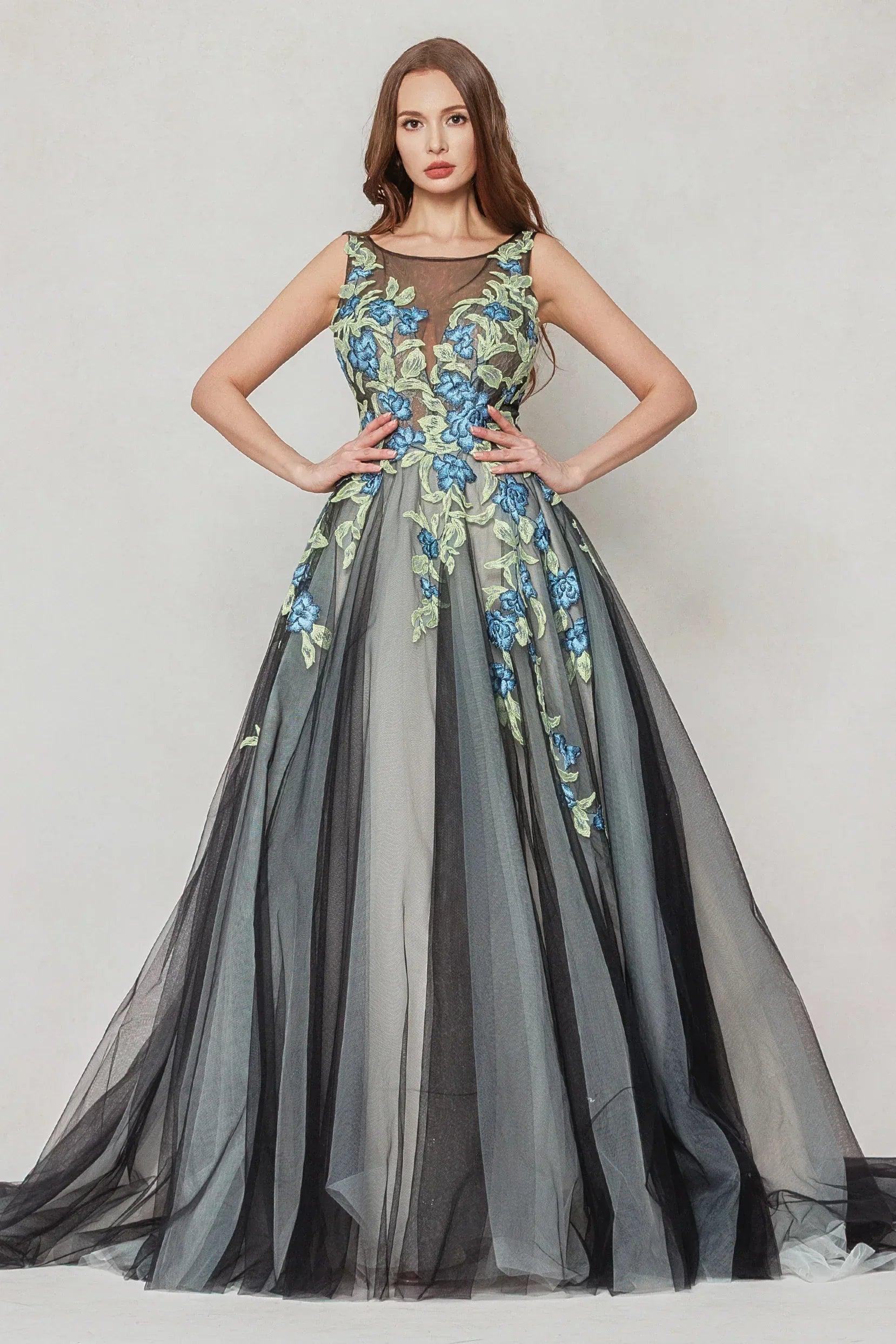 A-Line Sweep-Brush Train Tulle Wedding Dress CW3611 - COCOMELODY